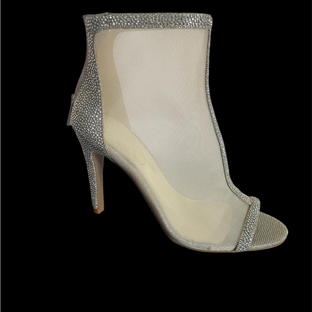 Sexy silver mesh booties in original box